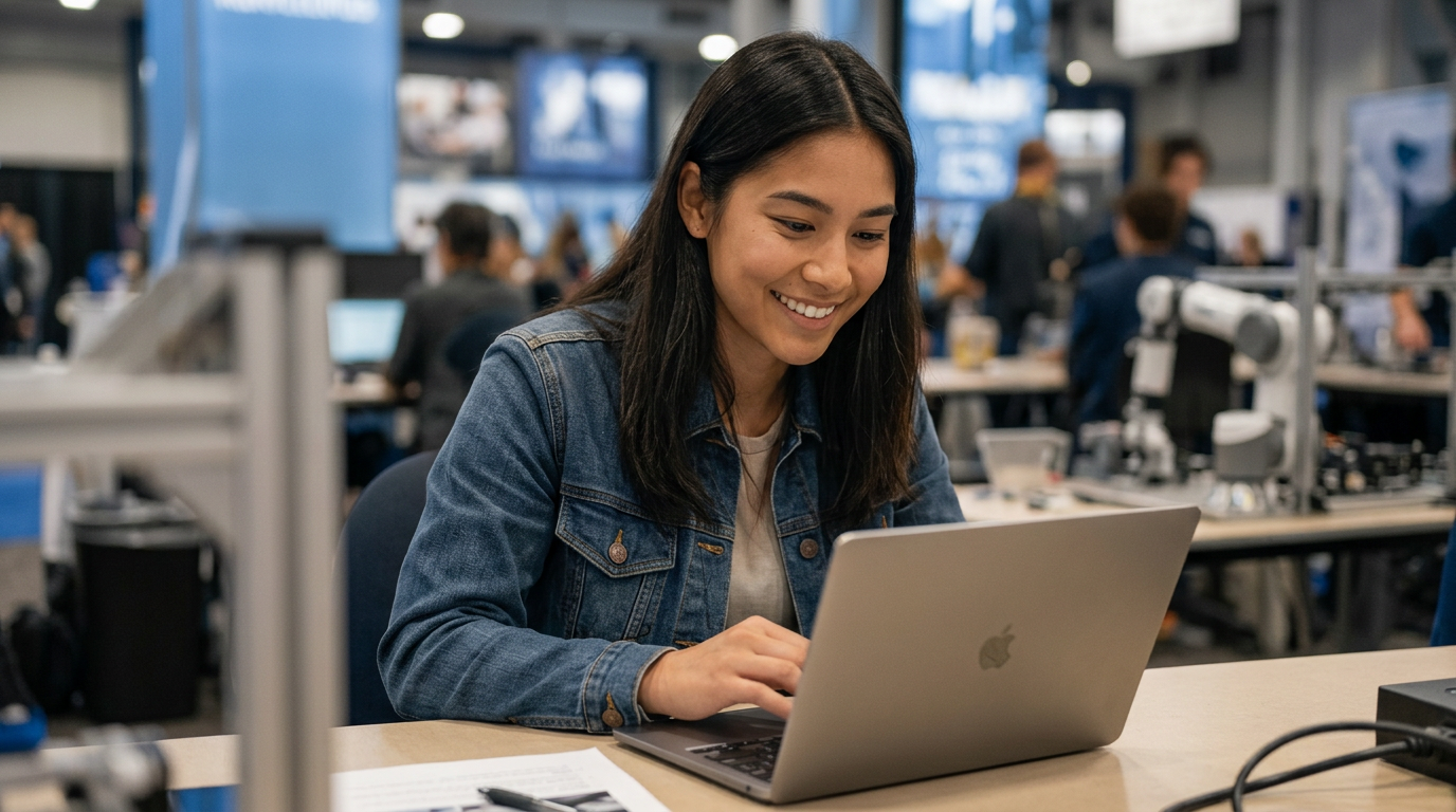 Adult learner at laptop